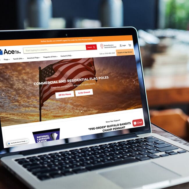 Ace Flag & Gift Website on Laptop